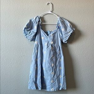 Altar'd State Blue Mini Dress with White Floral Pattern